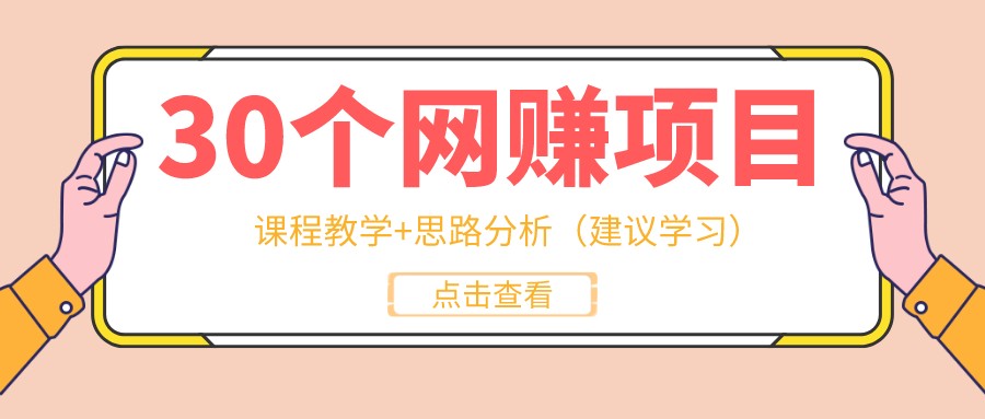 30个项目网赚思路（课程教学+思路分析），新手入门开拓第一步