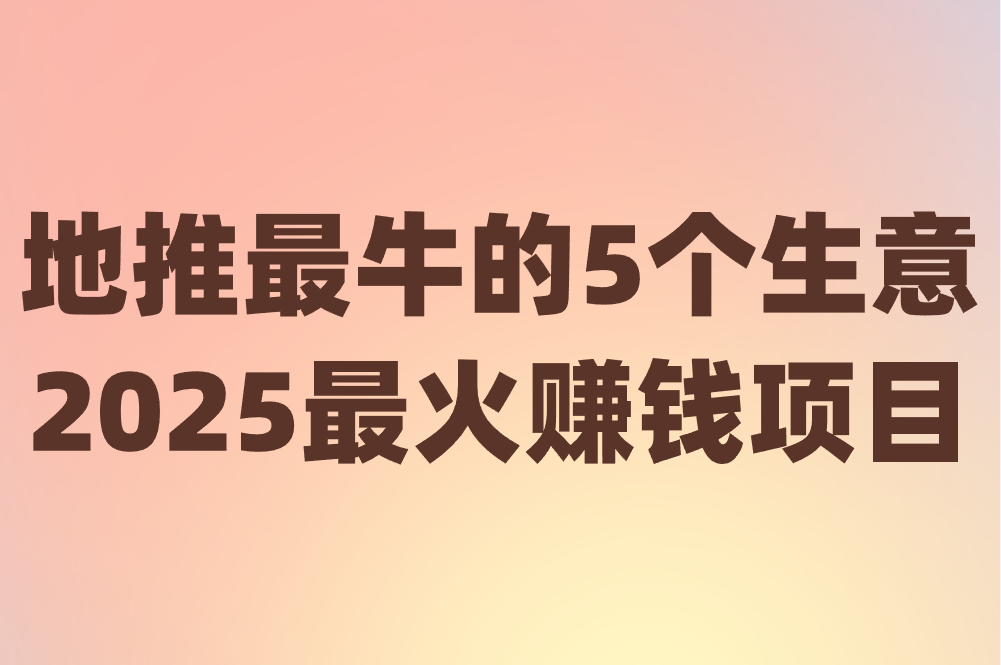 地推最牛的5个生意是哪些?2025最火赚米项目+好卖产品推荐!