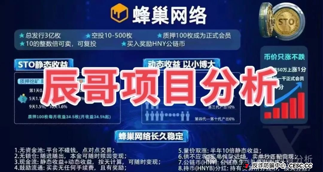 蜂巢网络STO（HNY）分红类资金盘骗局，大量单割，即将崩盘跑路！