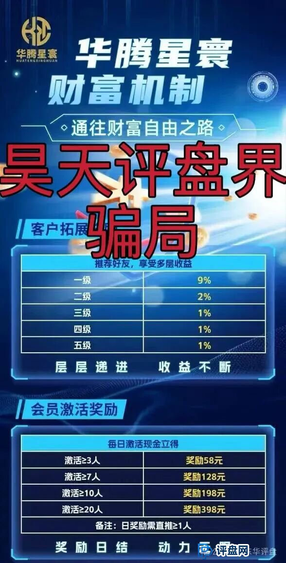 华腾星寰分红类资金盘骗局，单割了2千多名会员，典型的杀猪盘，高度预警，即将崩盘跑路！