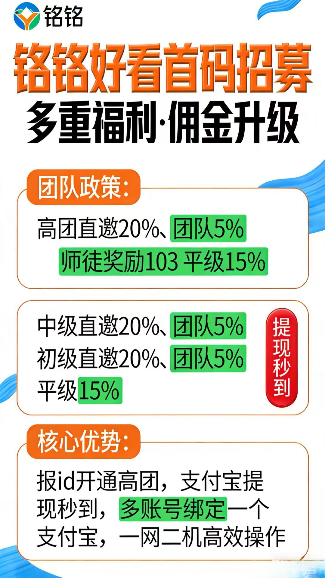 第一波吃肉！铭铭好看顶包5000叠包，直邀20%佣金躺赚